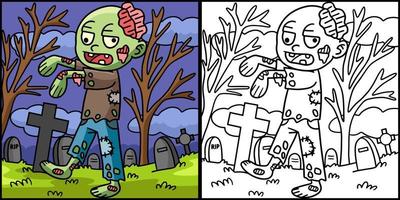 zombie halloween colorazione illustrazione colorata vettore