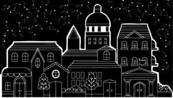 design vettore silhouette paesaggio urbano città cielo notturno