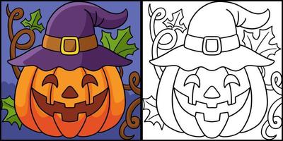 illustrazione colorata di halloween della strega della zucca vettore