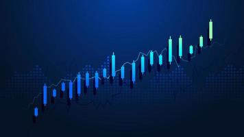 business candle stick grafico grafico del trading di investimenti nel mercato azionario su sfondo blu. punto rialzista, tendenza al rialzo del grafico. disegno vettoriale di economia