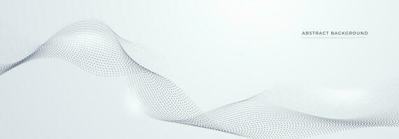 sfondo bianco astratto. banner moderno grigio sfumato con elementi a punto linea curva d'onda. concetto elegante per la tecnologia, la rete e l'illustrazione di vettore di affari futuri