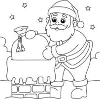 Babbo Natale sul camino da colorare per bambini vettore