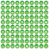 100 icone di rete impostano un cerchio verde vettore