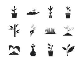 set di icone di piante, stile semplice vettore