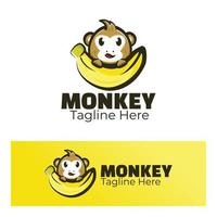 scimmia carina con banana vettore
