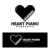 illustrazione di arte del pianoforte del cuore di logo vettore
