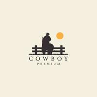 cavallo da corsa equestre da cowboy con disegno di illustrazione vettoriale logo silhouette