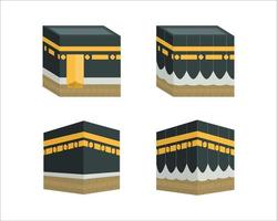 insieme dell'illustrazione piana del pellegrinaggio islamico di kaaba vettore