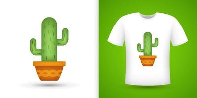 cactus su camicia bianca. illustrazione vettoriale