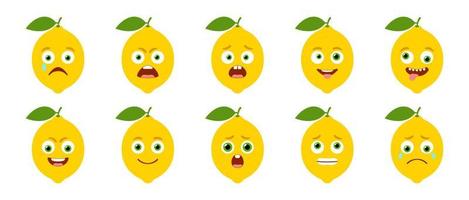 emoticon di limone carino. insieme vettoriale isolato
