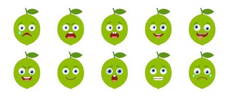 emoticon di lime carino. insieme vettoriale isolato