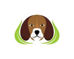 faccia di cane con foglia verde della natura vettore