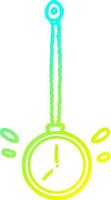 orologio ipnotizzatore d'oro oscillante con disegno a linea a gradiente freddo vettore