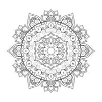 design mandala floreale con linea in bianco e nero in stile etnico vettore