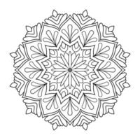design mandala floreale con linea in bianco e nero in stile etnico vettore