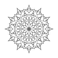 design mandala floreale con linea in bianco e nero in stile etnico vettore