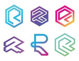 r lettera set logo design icona vettore