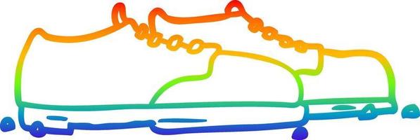 linea sfumata arcobaleno che disegna vecchie scarpe vettore