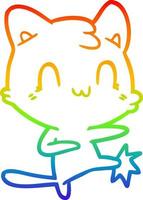 arcobaleno gradiente linea disegno cartone animato gatto felice karate calci vettore