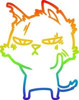 arcobaleno gradiente linea disegno duro cartone animato gatto vettore