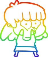 arcobaleno gradiente linea disegno cartone animato fischio ragazza vettore