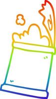 arcobaleno gradiente disegno cartone animato lattina aperta di cibo vettore