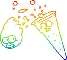 gelato del fumetto di disegno a tratteggio sfumato arcobaleno vettore