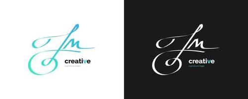design del logo della firma iniziale jm con uno stile di scrittura elegante e minimalista. design del logo iniziale j e m per l'identità del marchio di matrimoni, moda, gioielli, boutique e business vettore