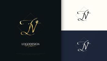 design del logo della firma iniziale jv con uno stile di scrittura dorato elegante e minimalista. design del logo iniziale j e v per l'identità del marchio di matrimoni, moda, gioielli, boutique e business vettore