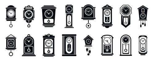 set di icone dell'orologio a pendolo da parete, stile semplice vettore