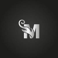 logo argento lettera m di lusso. m logo con file vettoriale in stile grazioso.