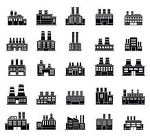 set di icone di fabbrica di riciclo eco, stile semplice vettore
