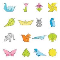 set di icone di origami, stile cartone animato