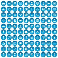 100 icone di affari impostate blu vettore