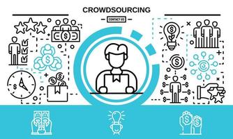 sfondo del concetto di crowdsourcing, stile contorno vettore