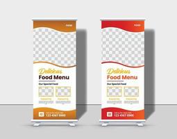 modello di progettazione banner rollup ristorante vettore