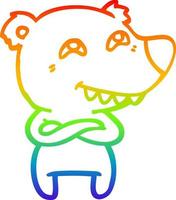 arcobaleno gradiente linea disegno cartone animato orso polare che mostra i denti vettore