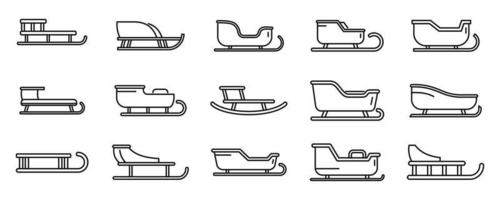 le icone della slitta di natale impostano il vettore del profilo. trasporto di babbo natale