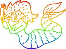 arcobaleno gradiente linea disegno cartone animato donna sirena vettore