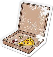 adesivo in difficoltà cartone animato doodle di una fetta di pizza vettore