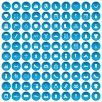 100 icone di accessori da donna impostate in blu vettore