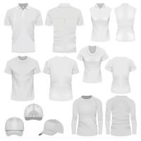 set di mockup per berretto t-shirt, stile realistico vettore
