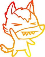 caldo gradiente di disegno cartone animato lupo arrabbiato vettore