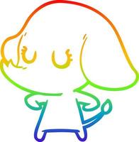 arcobaleno gradiente linea disegno simpatico cartone animato elefante vettore