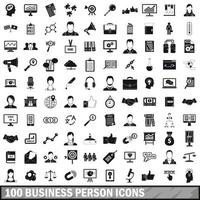 100 icone di uomini d'affari impostate, stile semplice vettore