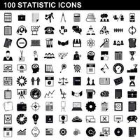 100 icone statistiche impostate, stile semplice vettore