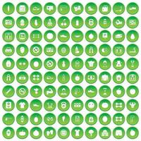 100 icone della palestra impostano il cerchio verde vettore