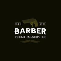 modello di logo del servizio premium da barbiere vettore