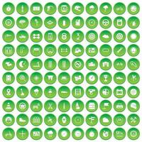 100 icone di sport motoristici impostano un cerchio verde vettore
