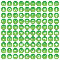 100 icone della scuola materna hanno impostato il cerchio verde vettore